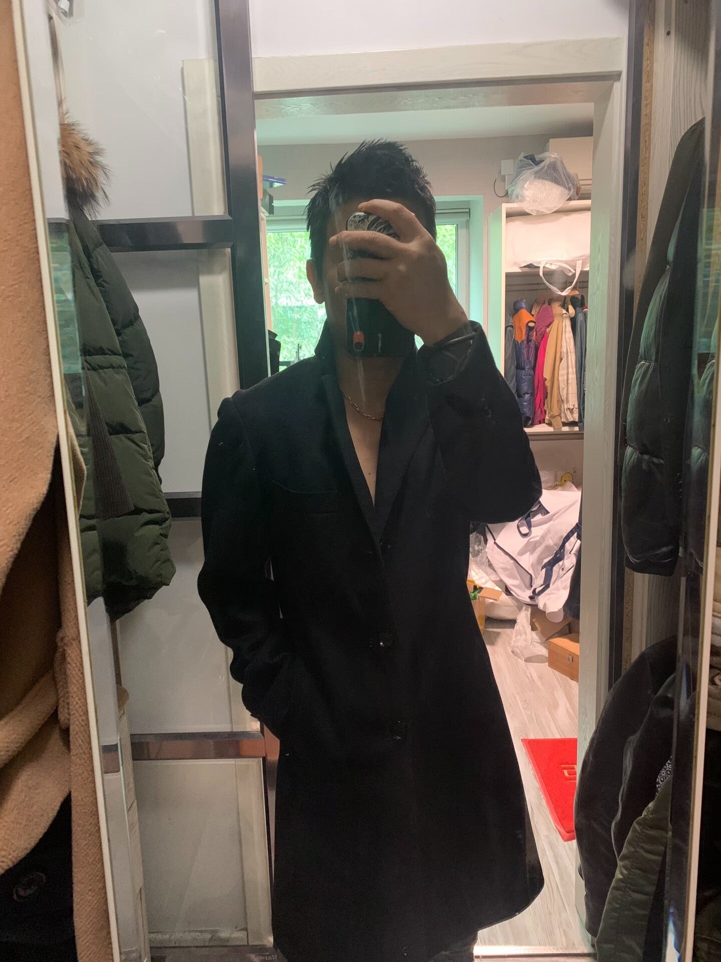 black cashmere wool blend coat size 46