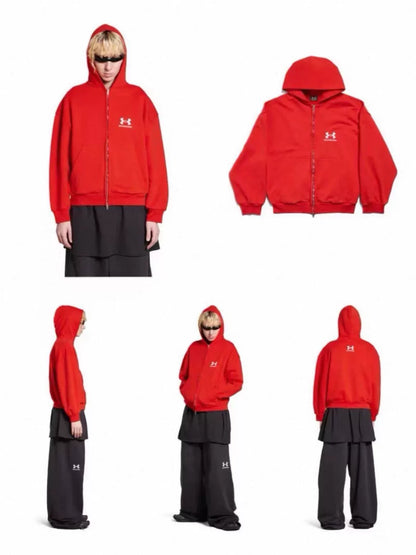 balenciaga under armour embroidered zip hoodie set