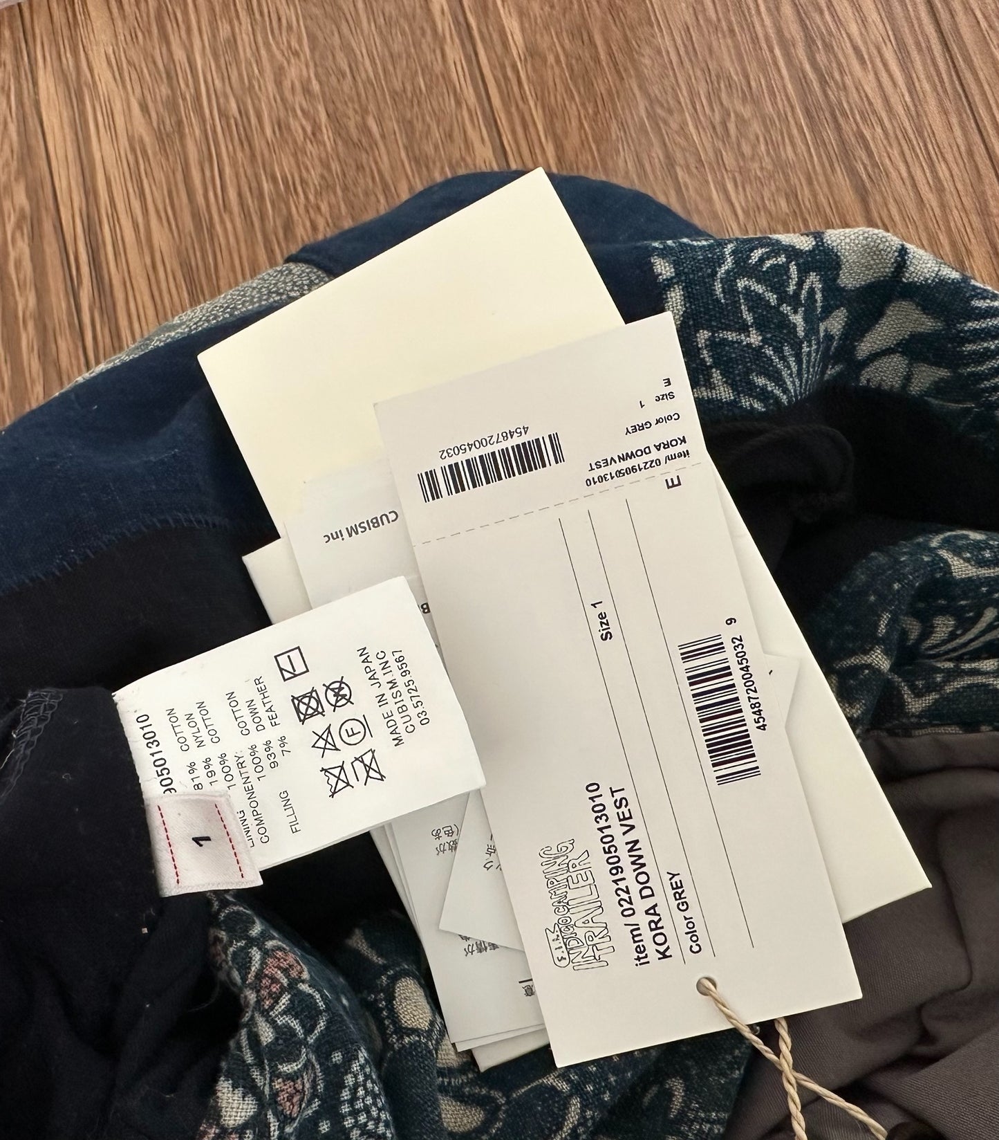 visvim kora down vest in grey