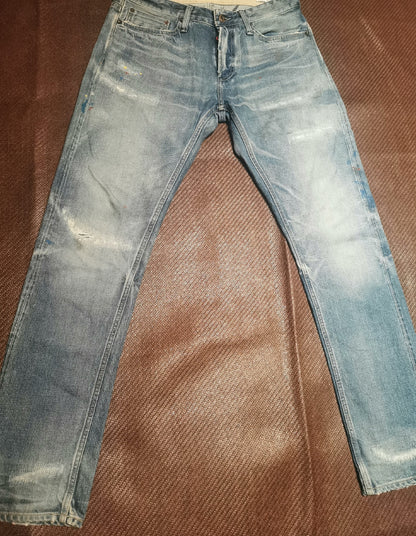 Denham Light Blue Distressed Denim Jeans