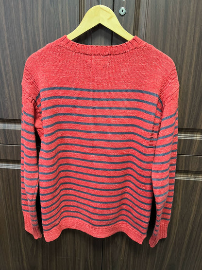 rrl striped pullover sweater in red
