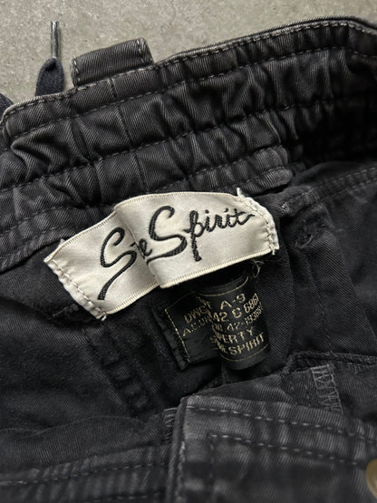 high-waisted cargo denim pants