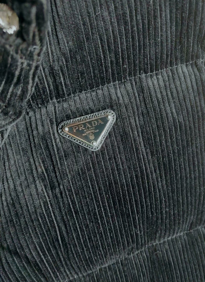 PRADA Black Corduroy Down Vest