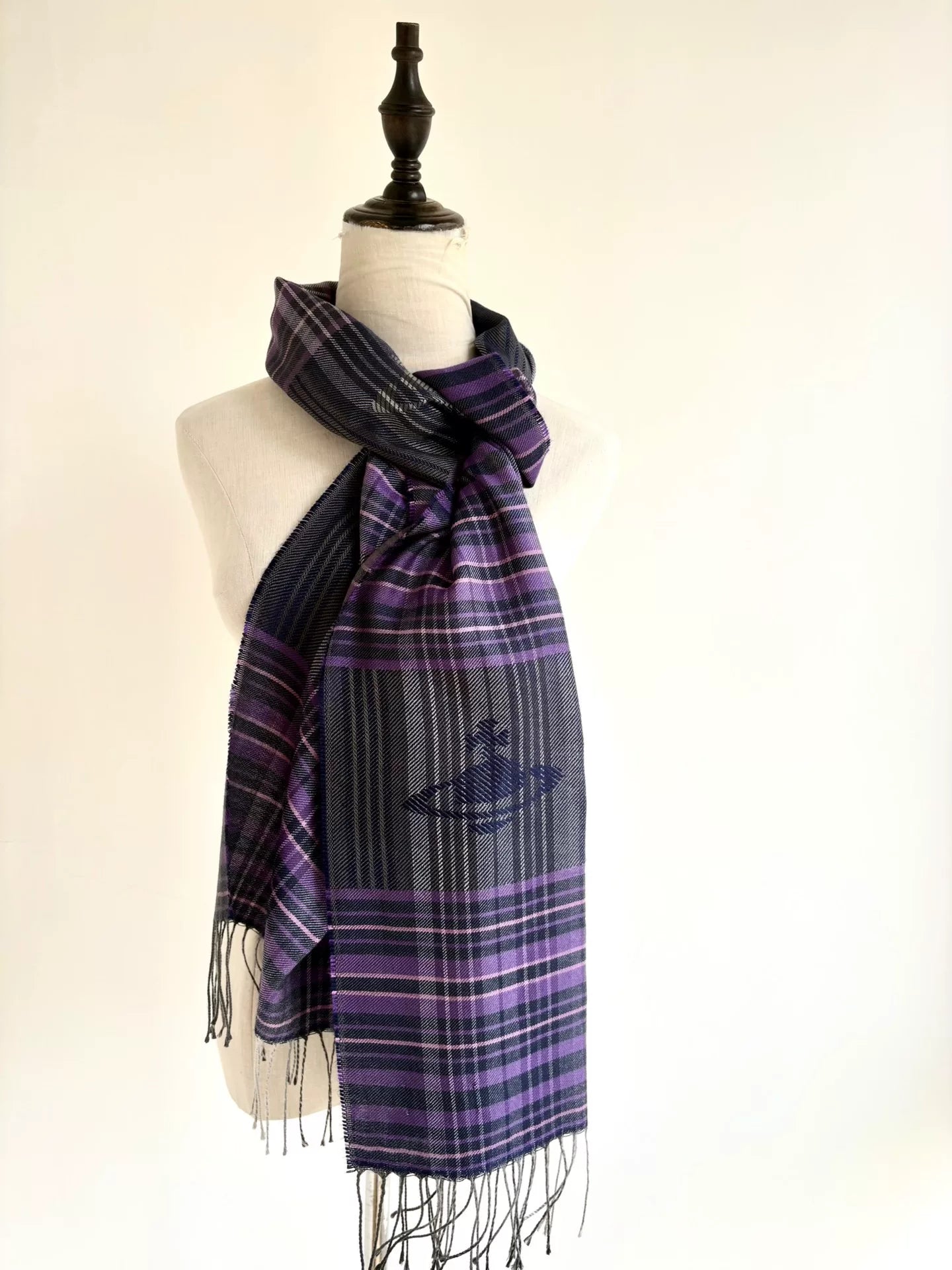 Vivienne Westwood Purple-Gray Plaid Saturn Scarf