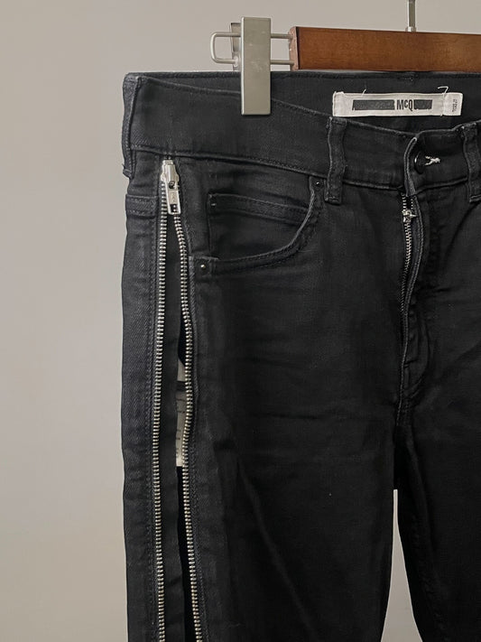 alexander mcqueen black side zip jeans
