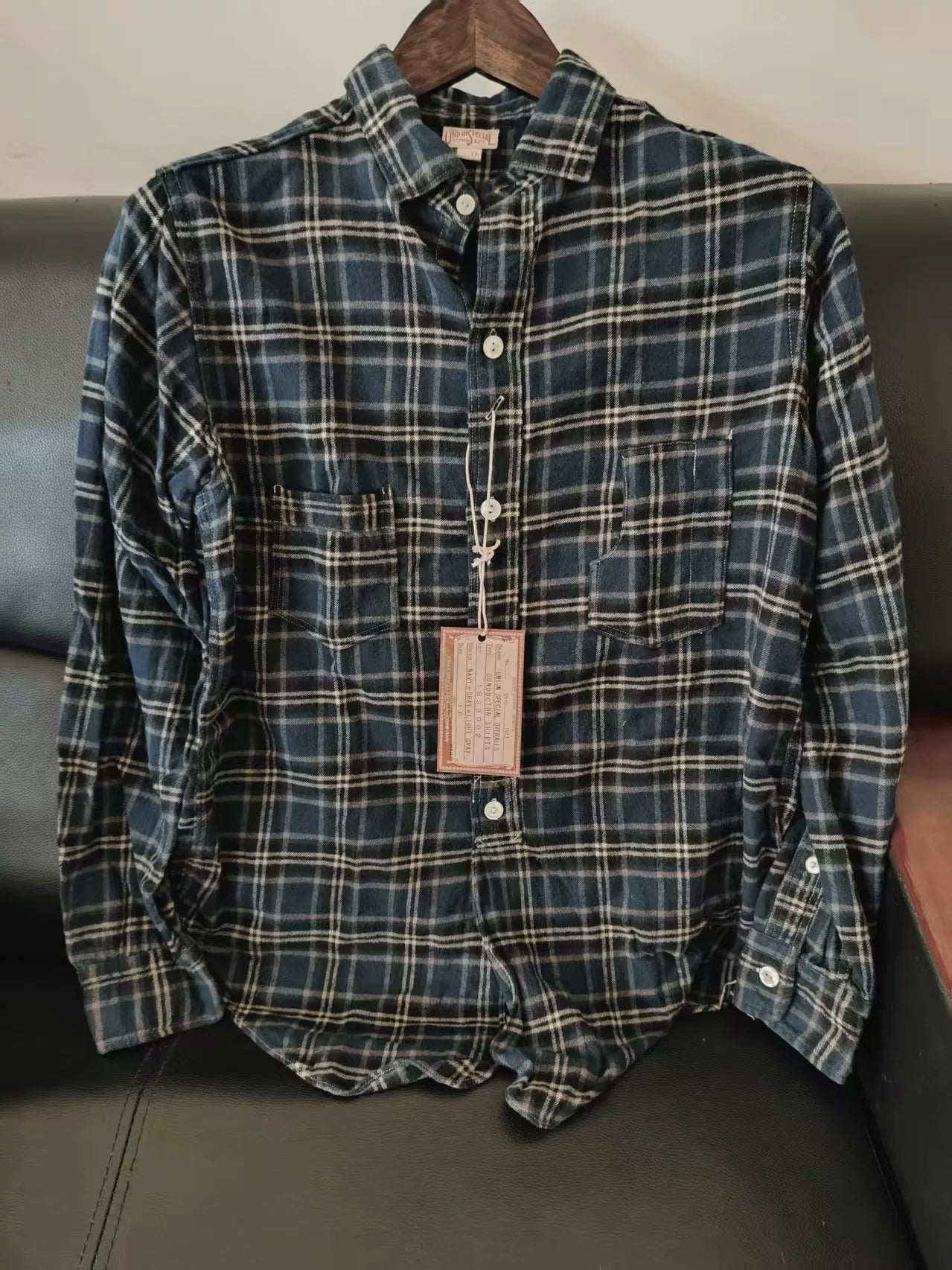 Navy Gray Wool Shirt by Freewheelers