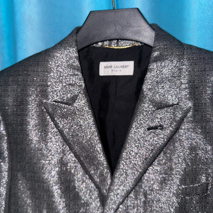 Saint Laurent Silver Sequined Blazer