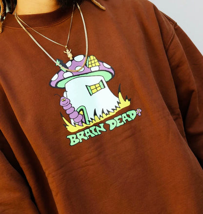 brain dead mushroom house crewneck sweatshirt