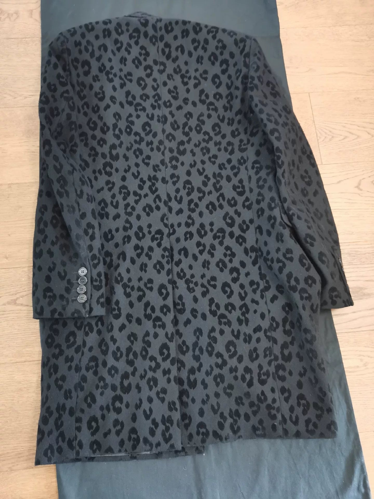 Saint Laurent Gray Leopard Print Coat
