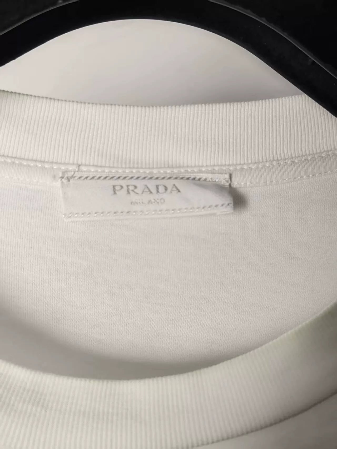 Prada Embroidered Logo Short Sleeve Tee
