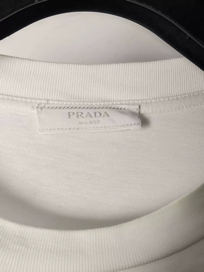 Prada Embroidered Logo Short Sleeve Tee