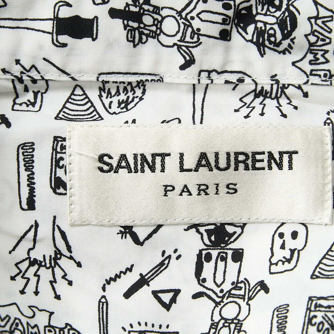 Saint Laurent Men's White Graphic Shirt