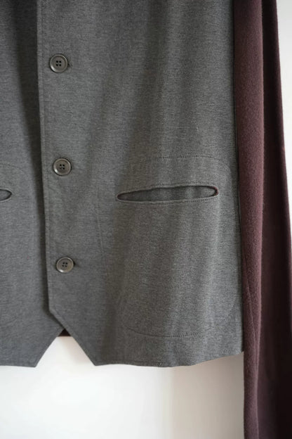 gray and brown patchwork shirt