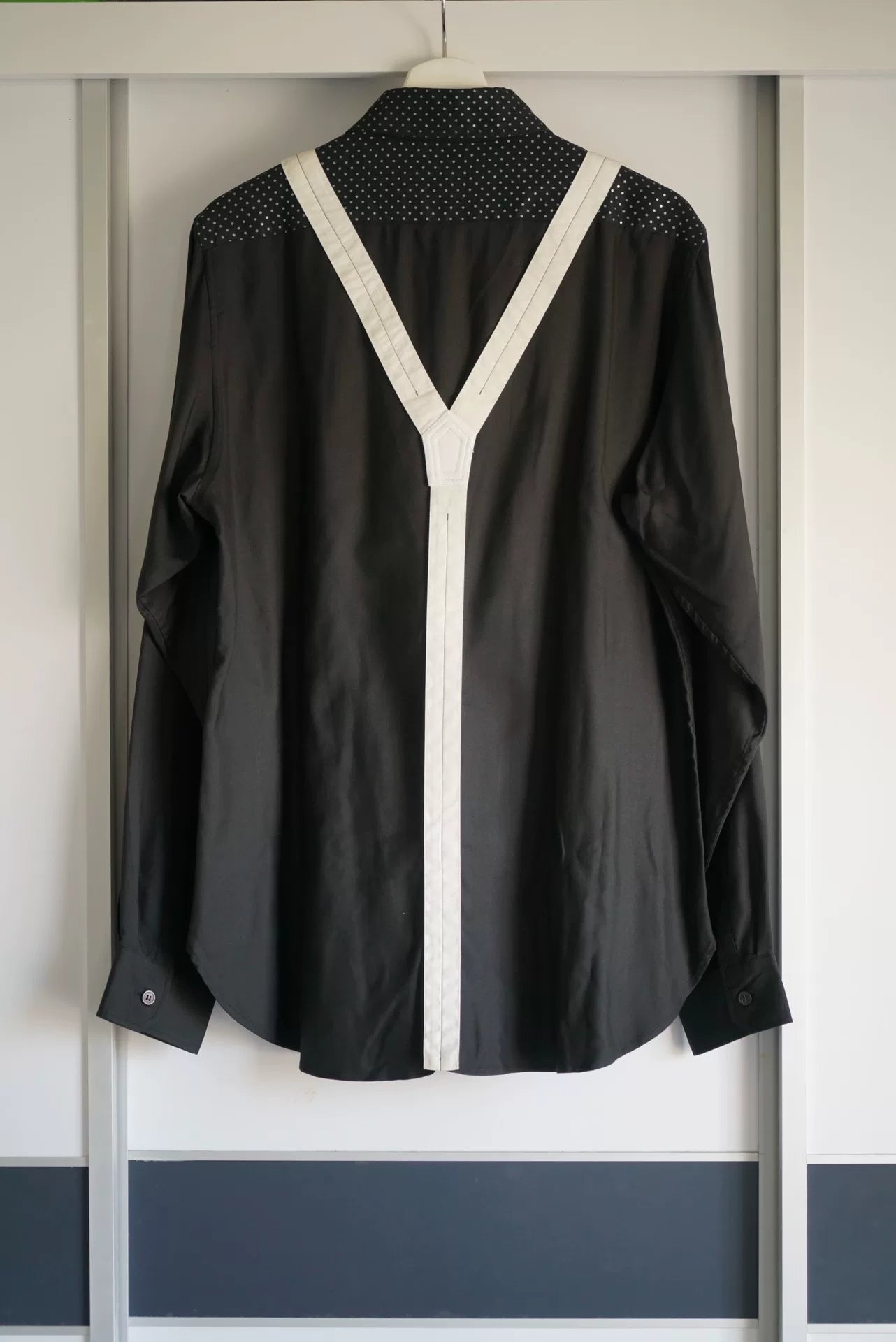 yohji yamamoto silk shirt with suspenders
