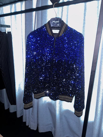 Saint Laurent Black Blue Gradient Jacket