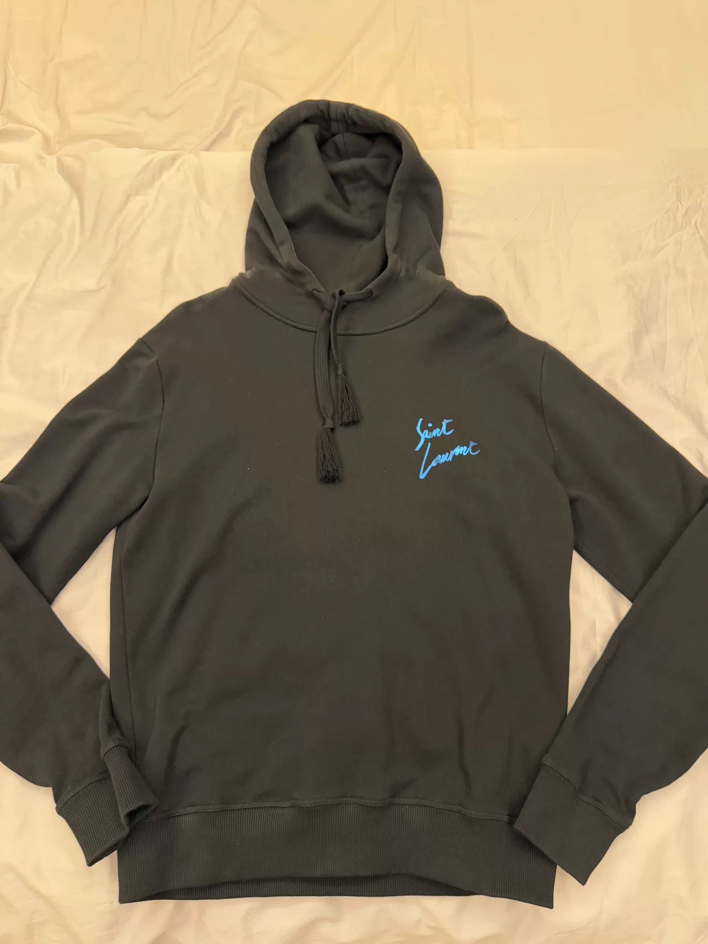 ysl saint laurent classic hoodie in gray