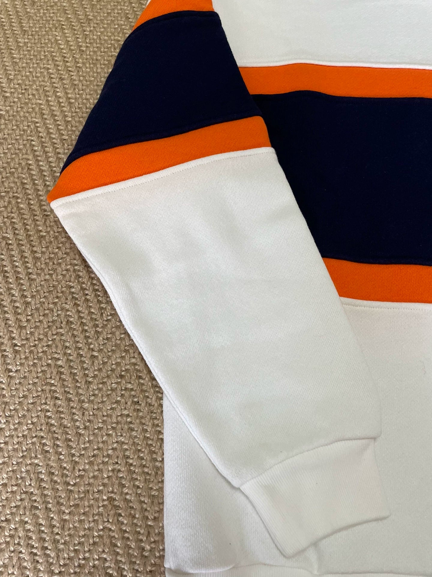 BEAMS Striped Color Block Fleece-Lined Relaxed Pullover