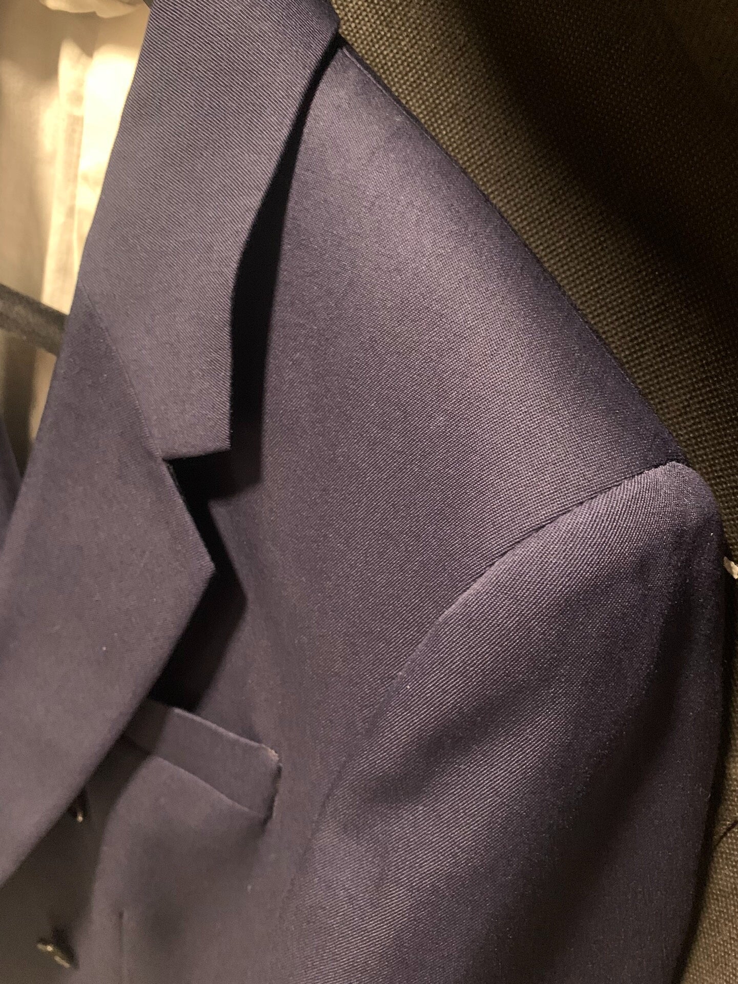 double-breasted navy blazer by calvin klein