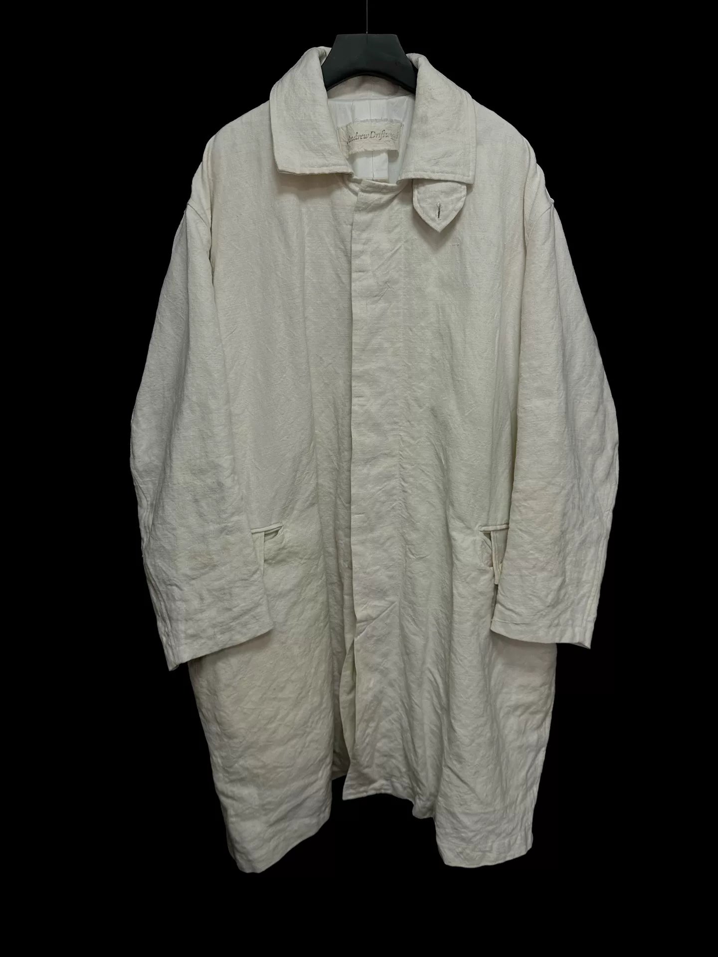 andrew driftwood tea-dyed linen coat