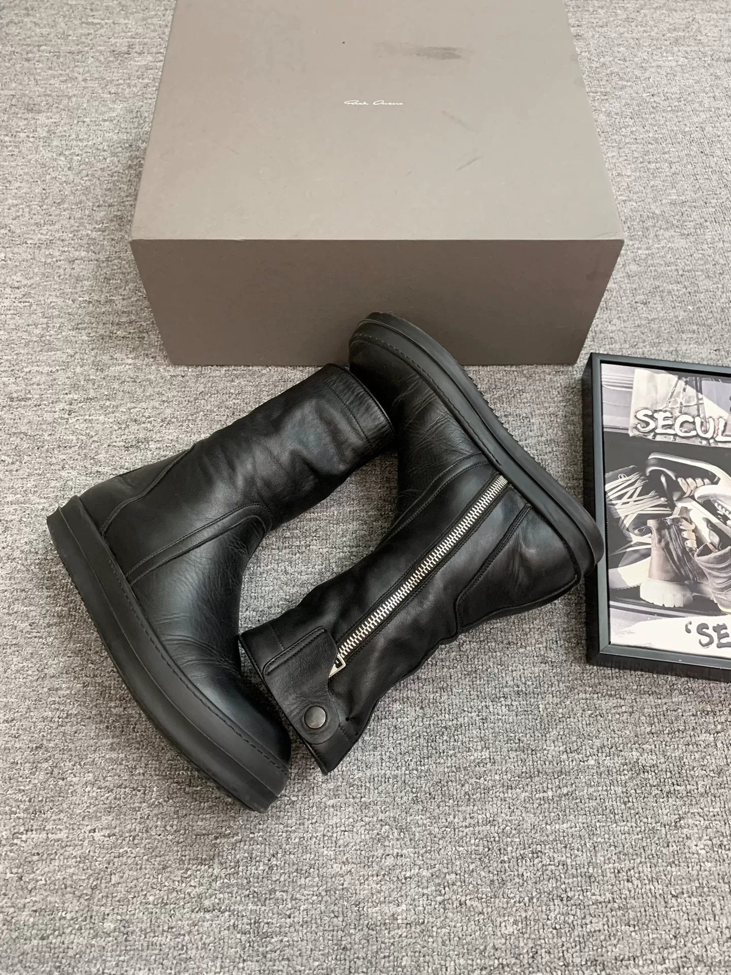 Rick Owens 15FW Calf Leather Zip Boots