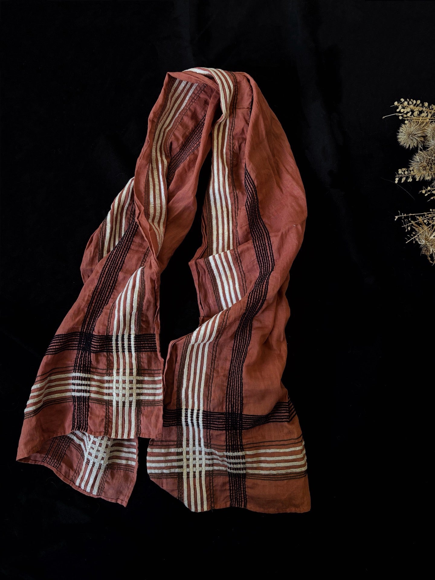 Dries Van Noten 90s Terracotta Cotton Scarf