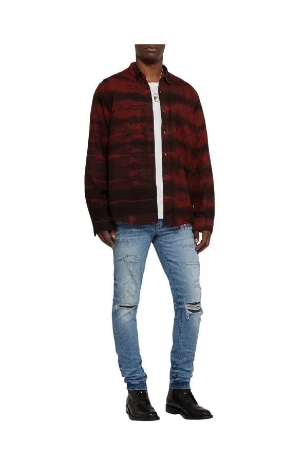 amiri bleached flannel shirt in red
