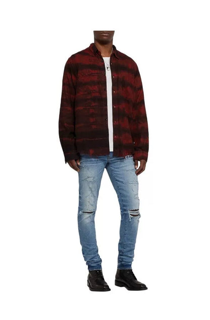 amiri bleached flannel shirt in red