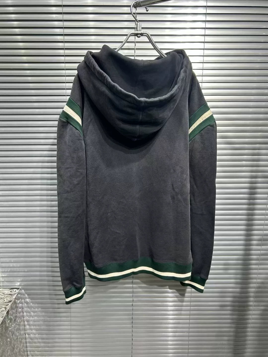Saint Laurent Gray Embroidered Striped Hoodie
