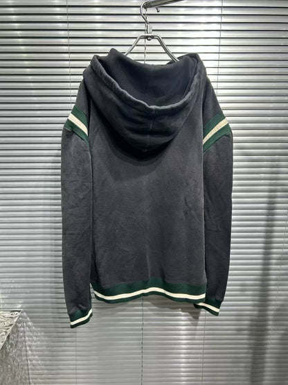Saint Laurent Gray Embroidered Striped Hoodie