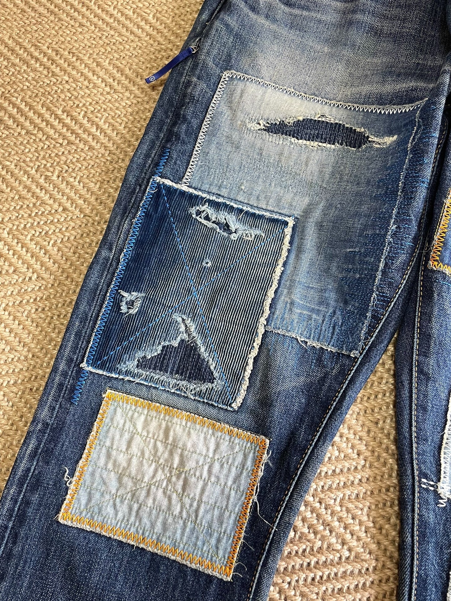 Vanquish Fragment Lightning Distressed Patch Jeans