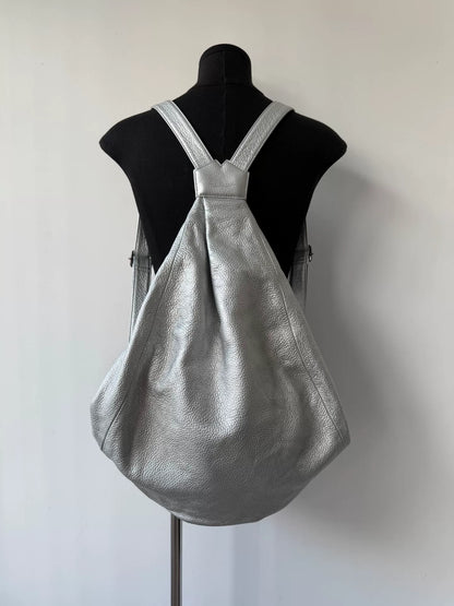 Yohji Yamamoto Silver Leather Backpack