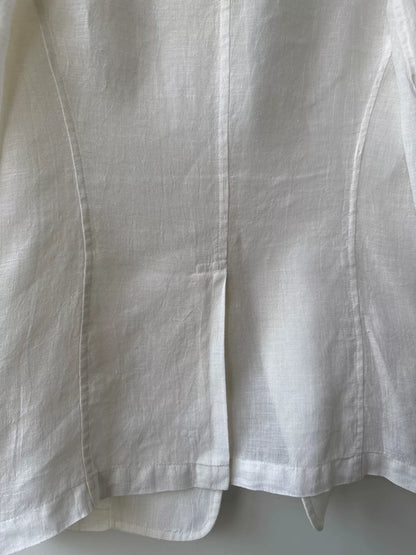 minimalist white linen suit jacket