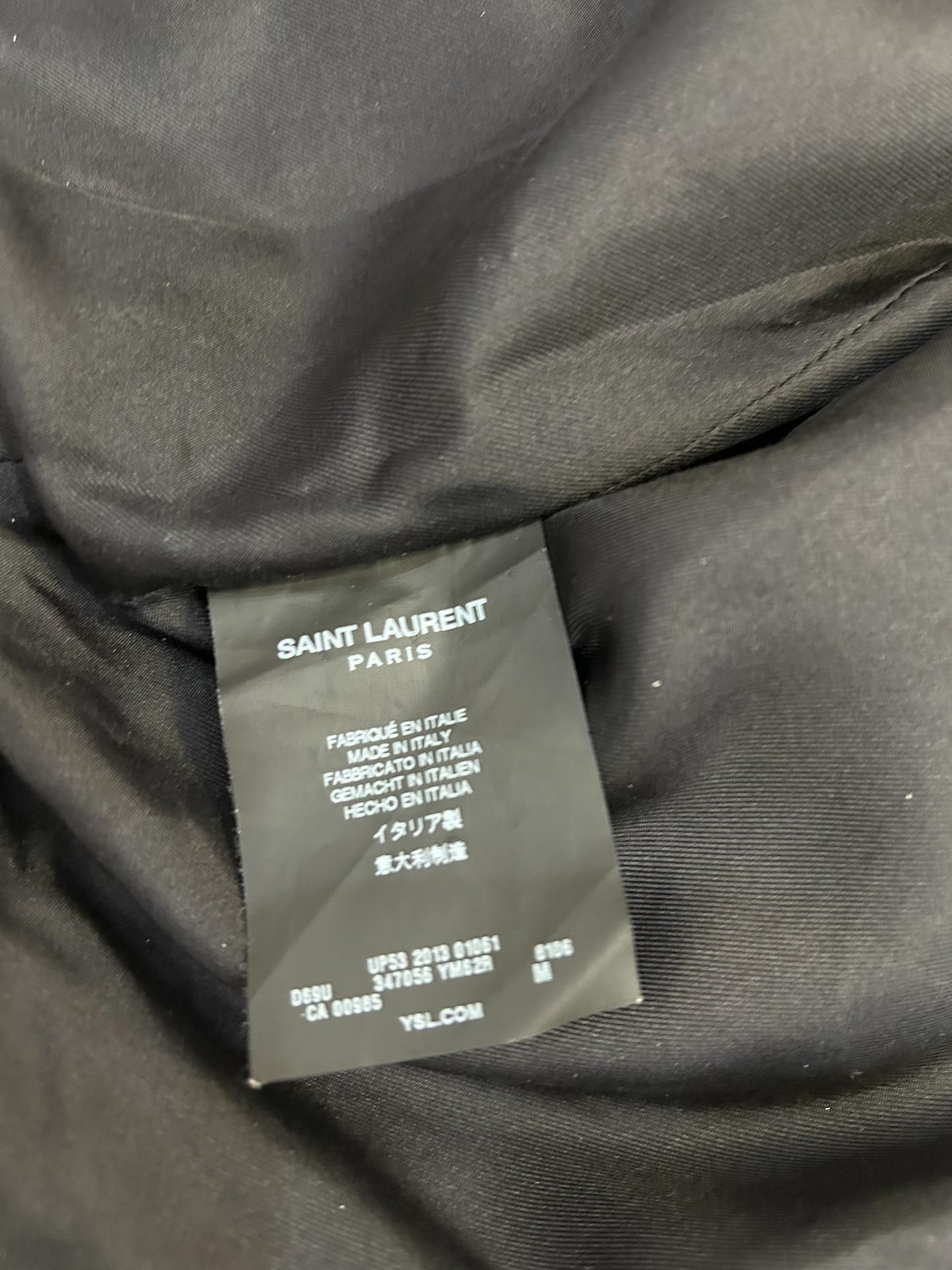 Saint Laurent Silver Leather Baseball Jacket