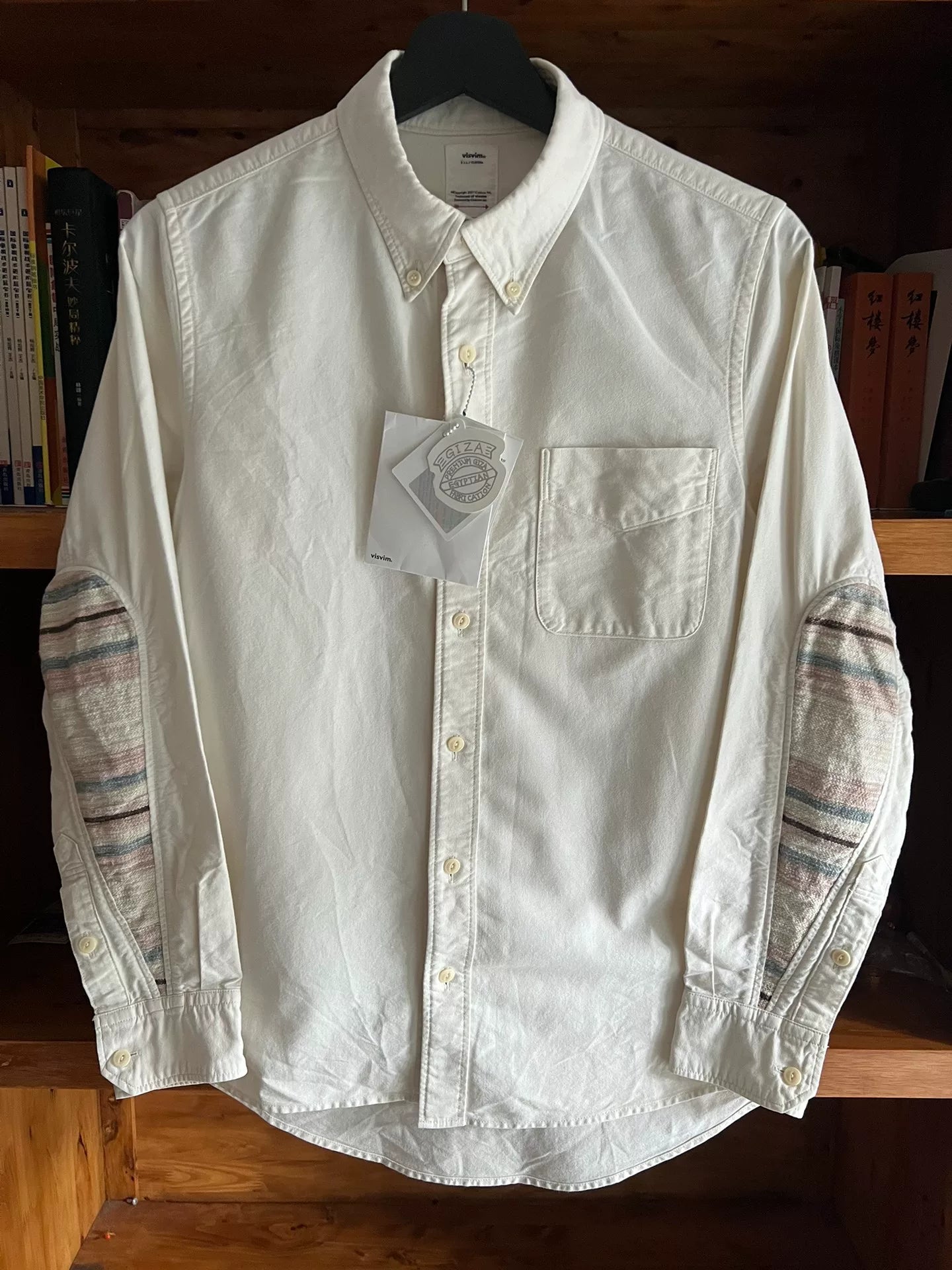 white mud-dyed GIZA cotton shirt