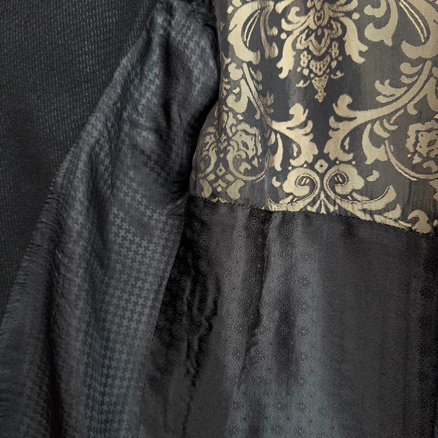 black mix fabric collarless jacket