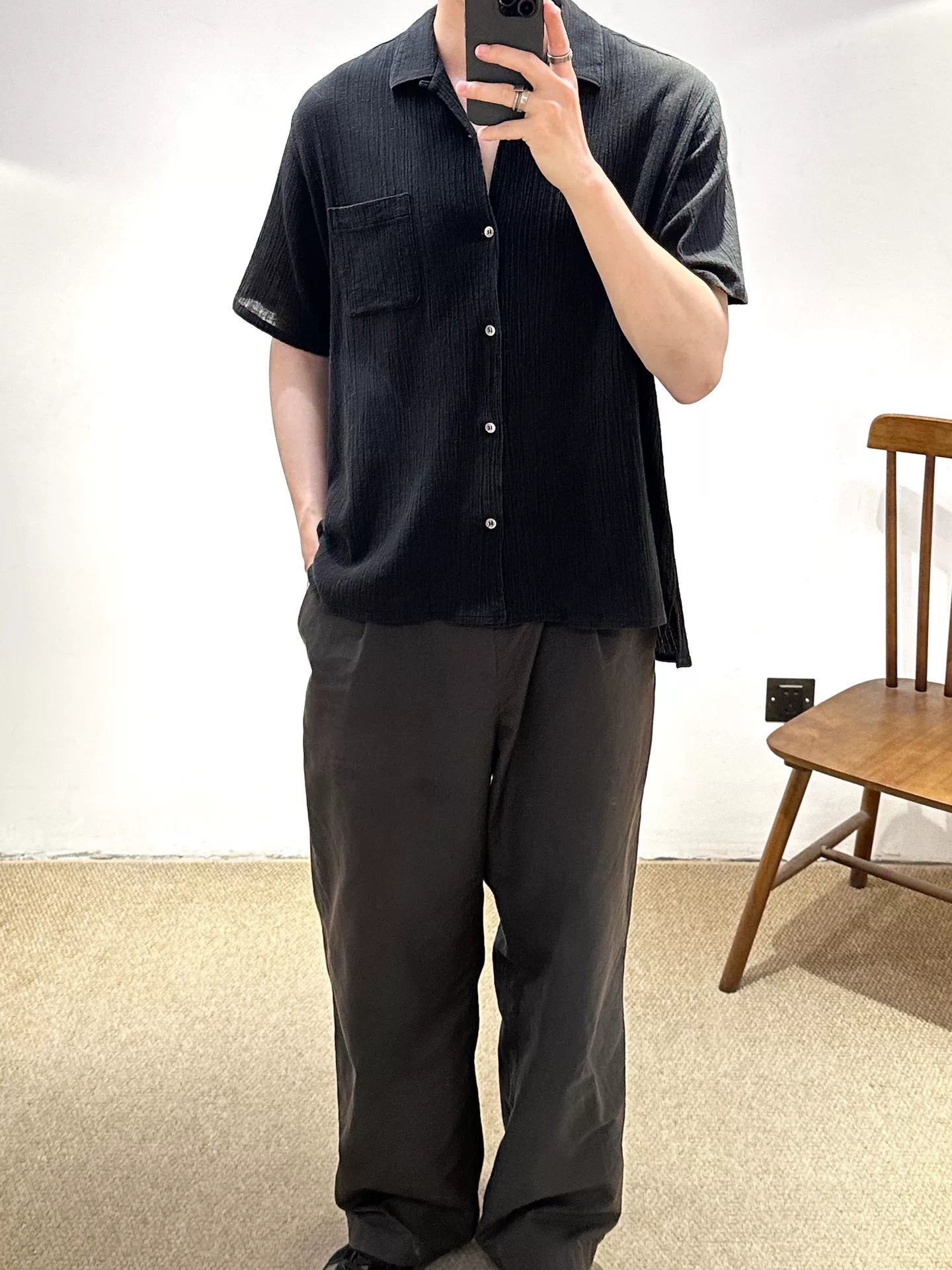 Yohji Yamamoto Y's 90s Textured Short Shirt