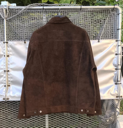 wacko maria leather trucker jacket brown