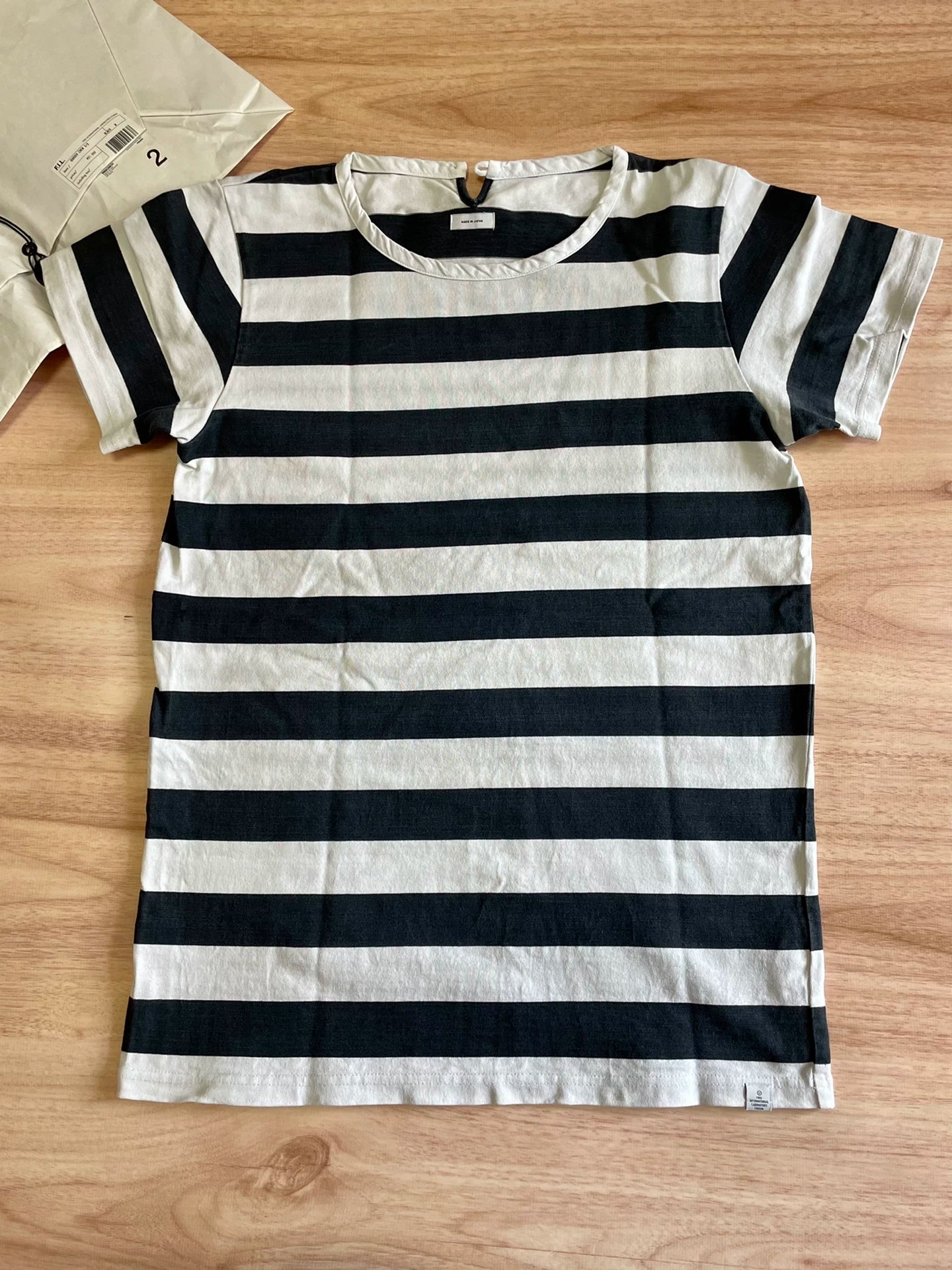 VISVIM BORDER CREW S/S Washed Striped T-Shirt