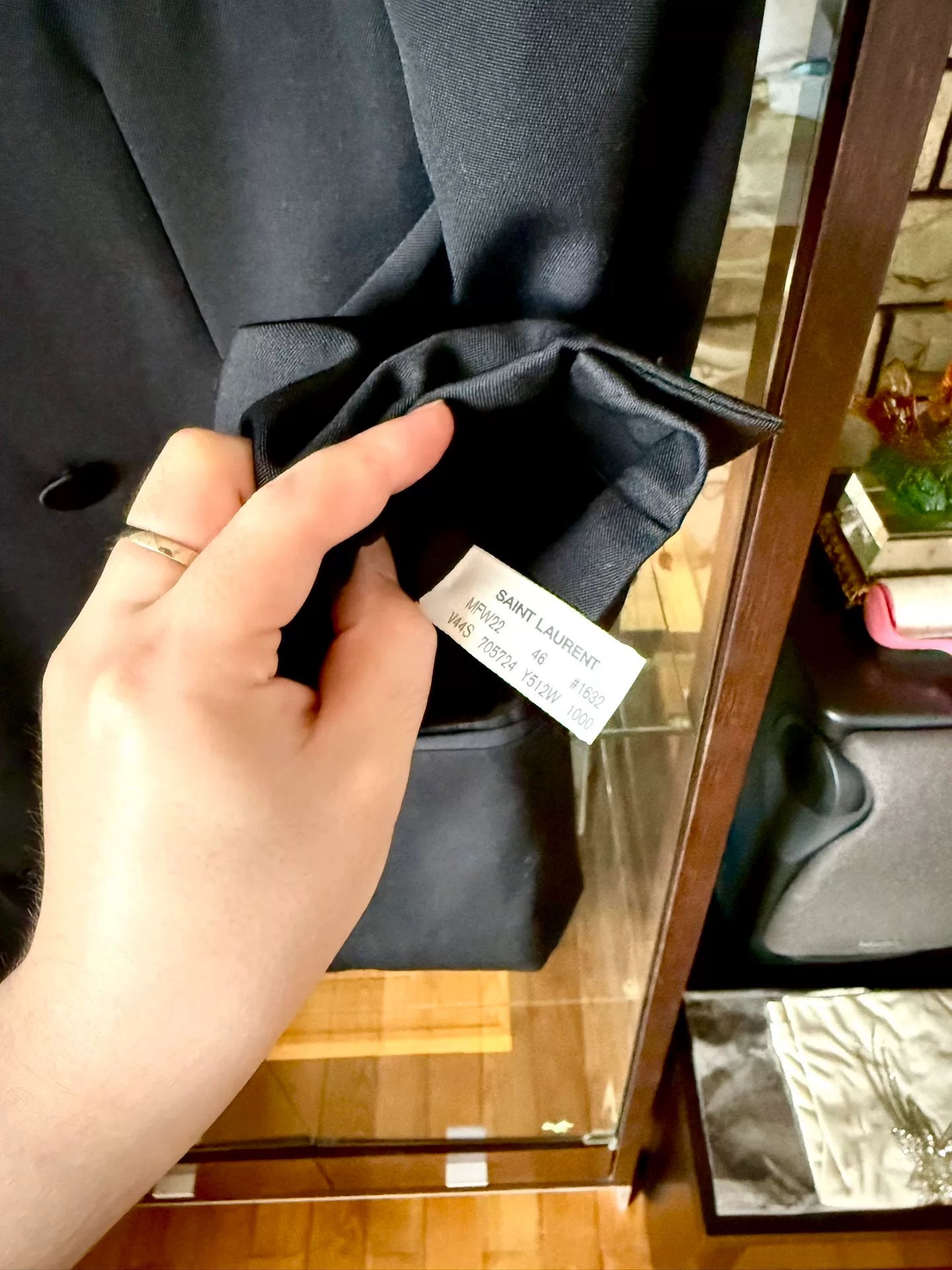 saint laurent black satin double-breasted blazer