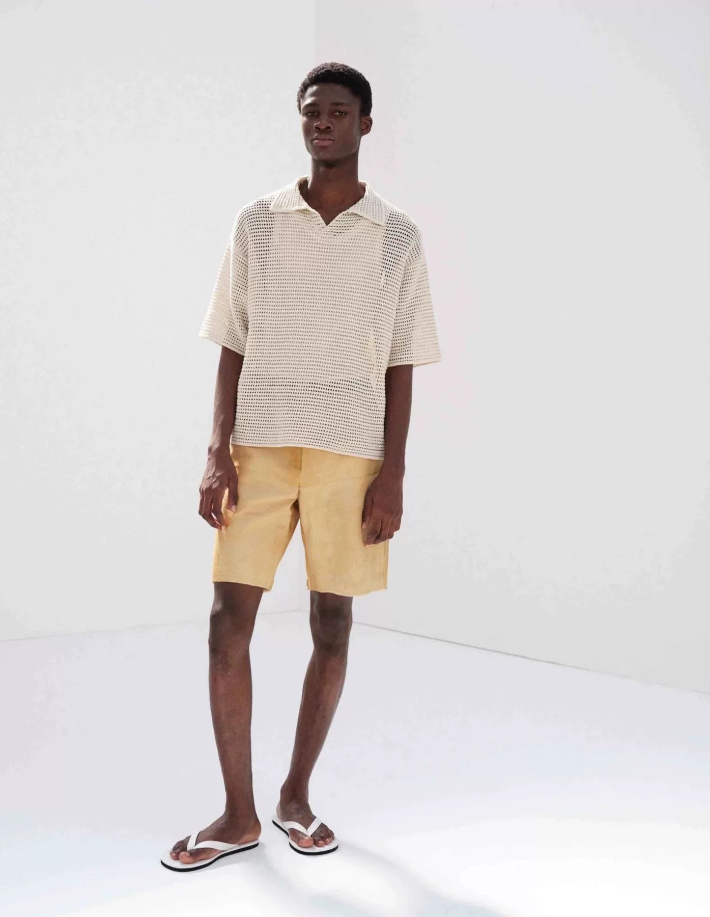 AURALEE Tussah Silk Cotton Mesh Knit Tee