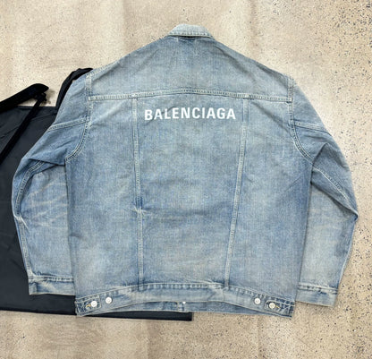 Balenciaga Classic Denim Jacket with Reflective Logo