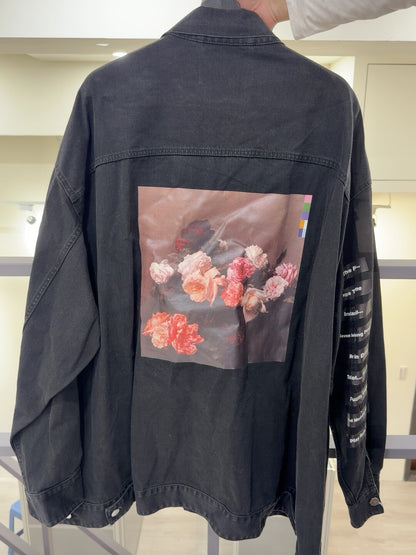 RAF SIMONS Floral Print Denim Jacket