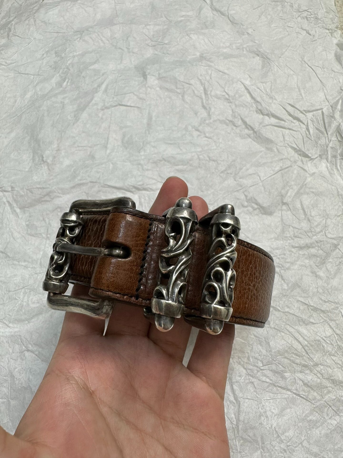 Chrome Hearts Brown Roller Belt