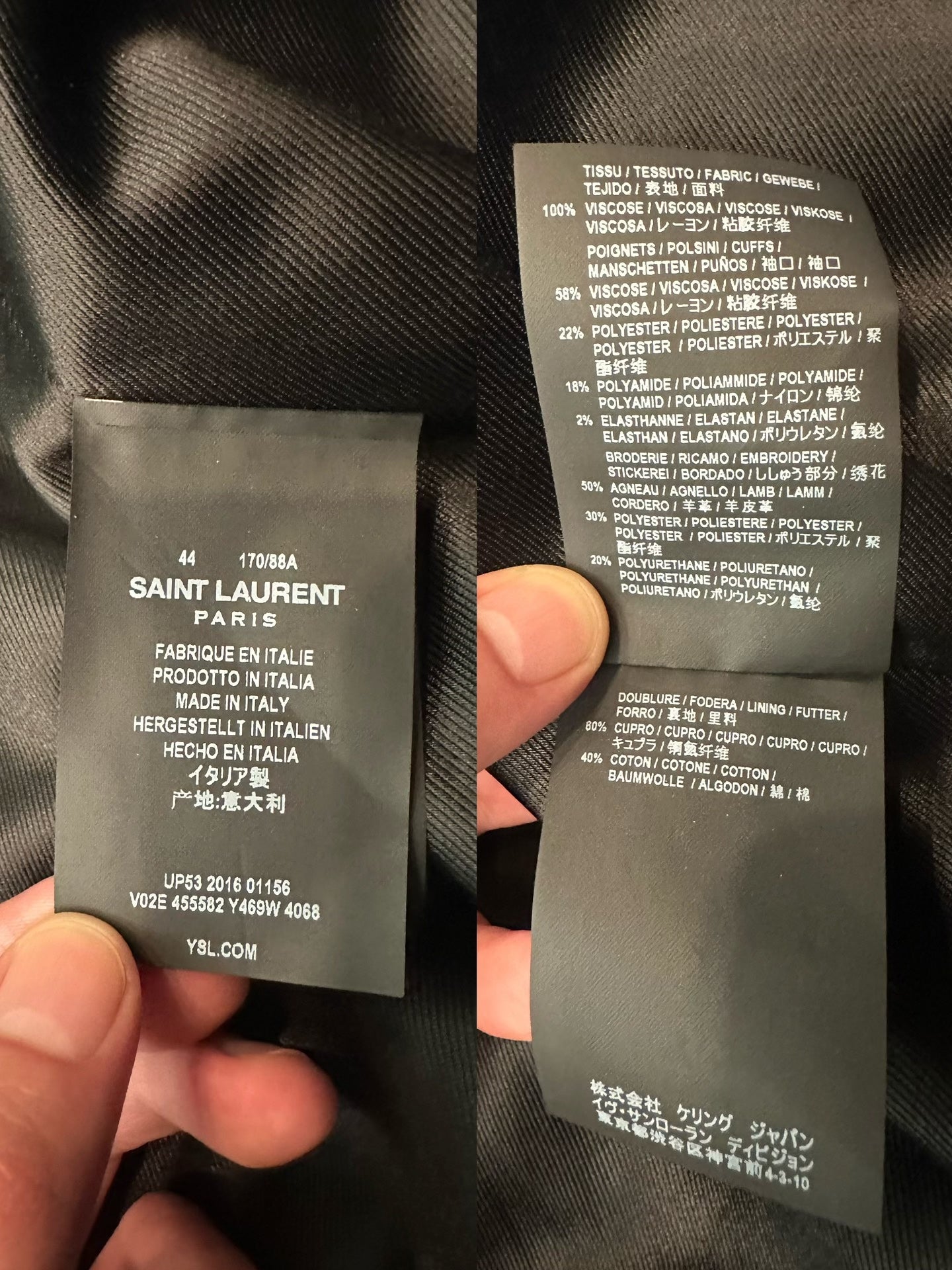Saint Laurent Blue Satin Shark Bomber Jacket