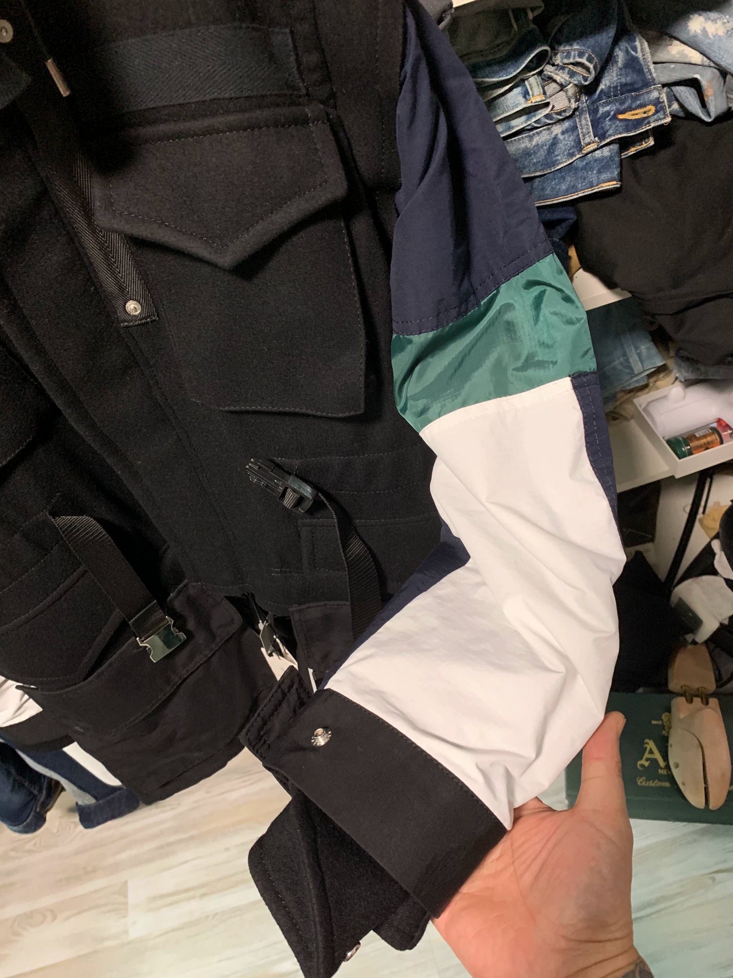 sacai autumn winter patchwork jacket