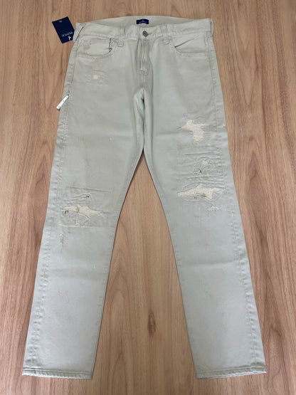 ivory corduroy pants with paint splatter
