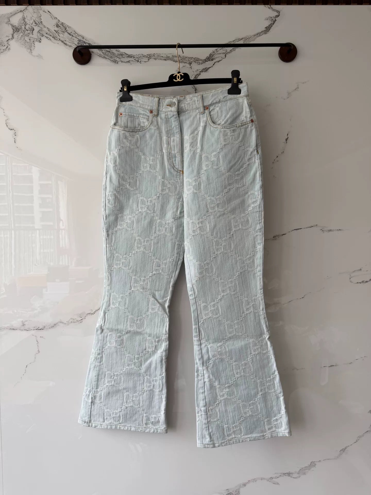Gucci Blue Printed Denim Jeans