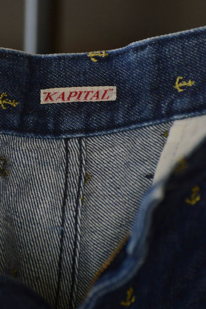 Kapital Embroidered Anchor Denim Shorts