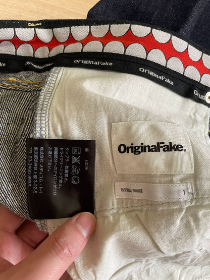 originalfake red tag white denim pants