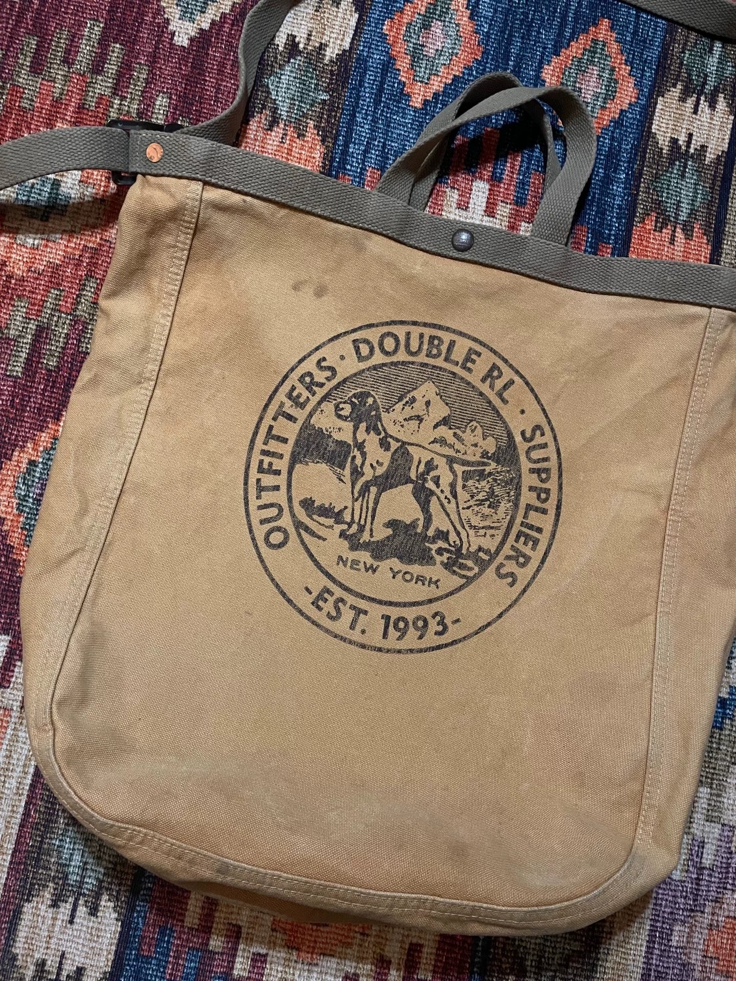 RRL Discontinued Canvas Dog Print Crossbody